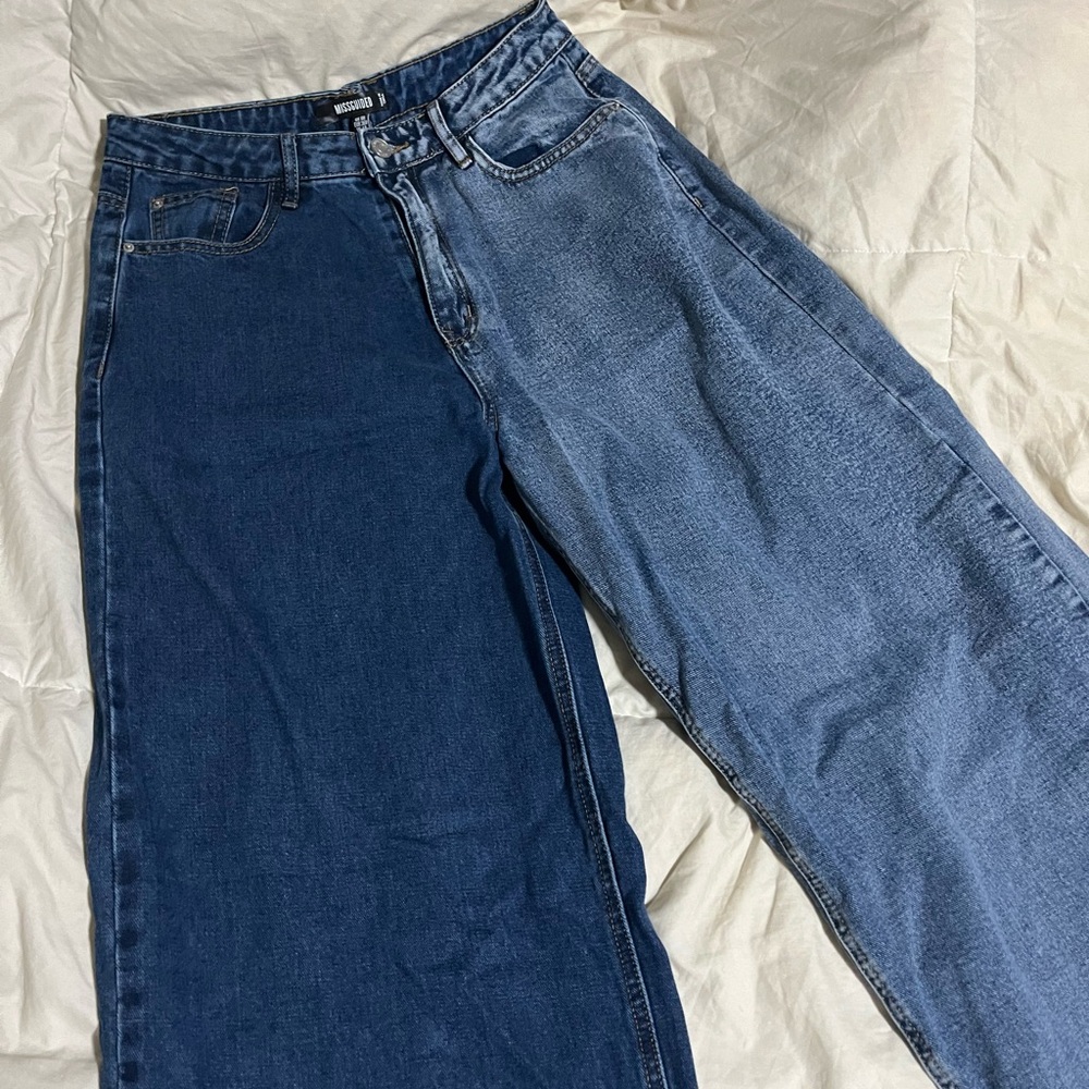 Missguided Two-Tone Wide Leg Jean